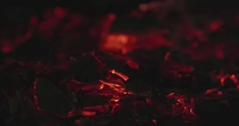 Cinematic Fire Flames and Burning Charcoal in 4K Slow Motion Stock Footage 330072919