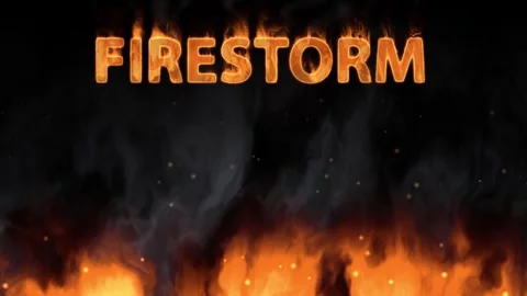 Cinematic Firestorm Text Animation with Ground Flames and Rising Smoke Stock Footage 341549991