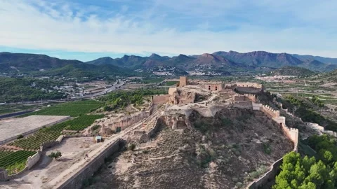 Cinematic flight with a dro at the highest part of the Sagunto castle Stock Footage 270046821