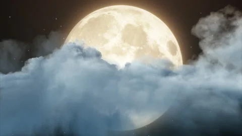 Cinematic Flight Over Clouds to Moon Stock Footage 317803740