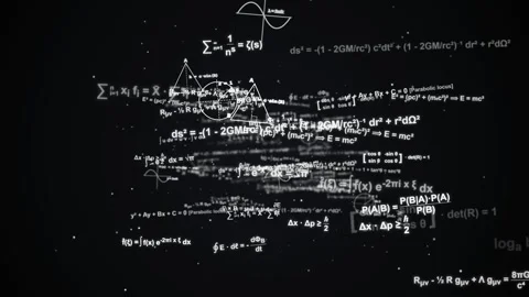 Cinematic flythrough of complex physics and mathematics formulas. 4K Stock Footage 346767004