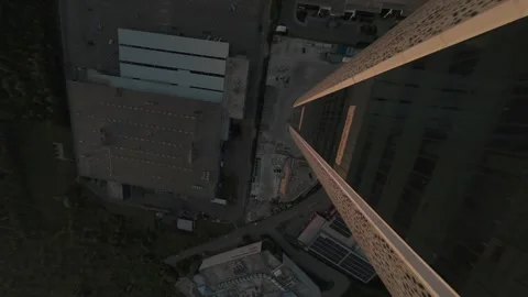 Cinematic FPV drone dive along modern skyscraper in Sofia, Bulgaria. Stock Footage 340201288