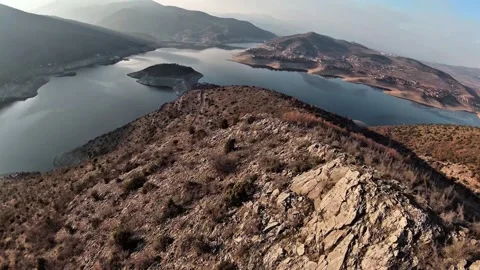Cinematic FPV Drone Dive Over Scenic Tikvesh Lake, Macedonia Video stock 327931026