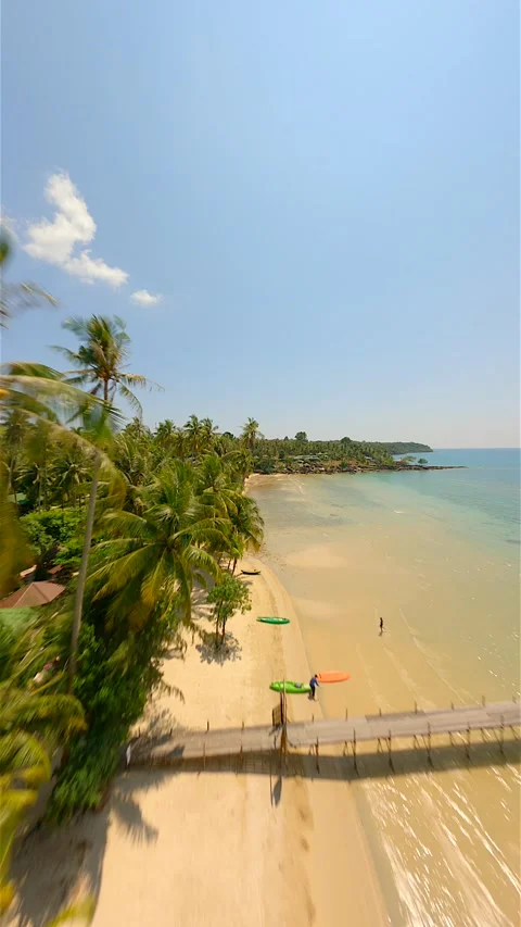 Cinematic FPV drone flight over tropical beach on paradise island in Thailand. Stock Footage 260791155