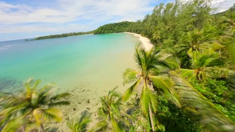 Cinematic FPV drone flight over tropical beach on paradise island in Thailand. Stock Footage 263701626