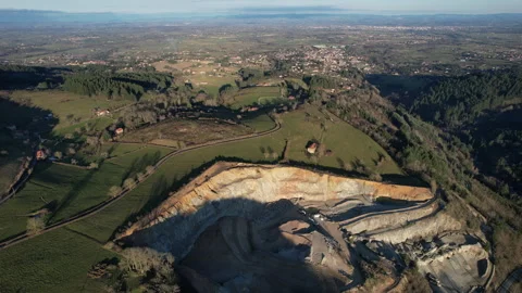 Cinematic FPV Drone Flight Over Quarry and Roannaise Hills Stock Footage 315414705