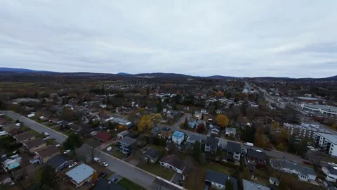 Cinematic fpv drone flight over intersection autumn dusk original file edition Stock Footage 320375690