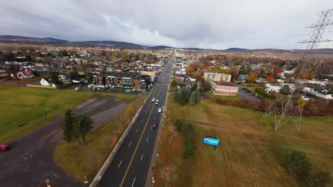 Cinematic fpv drone flight over city road before rain – original file edition Stock Footage 320500889