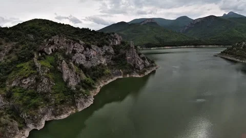 Cinematic FPV Drone Flight Over Tikvesh Lake and Hills, North Macedonia Video stock 327346915