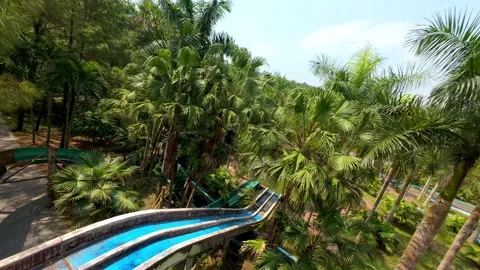 Cinematic FPV Drone Flight Through Abandoned Water Slides in Hue, Vietnam 库存影片 331427706