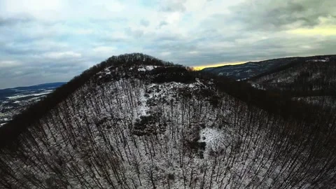 Cinematic FPV Drone Through Snow Covered Mountain Forest Stock Footage 325738554