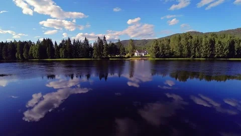 Cinematic FPV Over Glassy River – Norway Drone Footage 库存影片 313441691