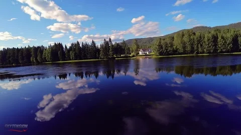 Cinematic FPV Over Glassy River – Norway Drone Footage Free Stock Footage 313441694