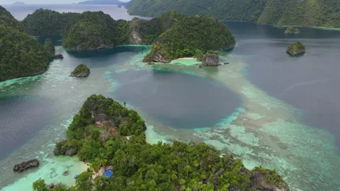Cinematic FPV Style Flyover of Exotic Misool Coastline Indonesia Stock Footage 338029835