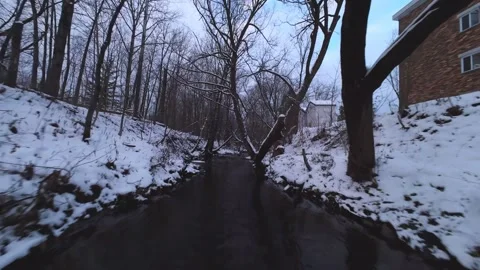 Cinematic fpv winter creek flythrough – original file edition Stock Footage 321320231