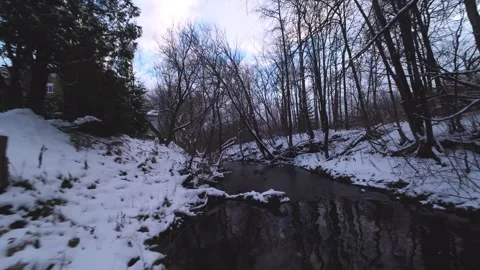 Cinematic fpv winter creek flythrough – original file edition Stock Footage 321320256