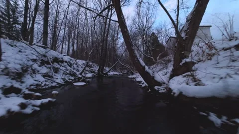 Cinematic fpv winter creek flythrough – original file edition Stock Footage 321320281