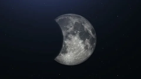 Cinematic full Moon Eclipse from Space on stars background. Stock Footage 211664672
