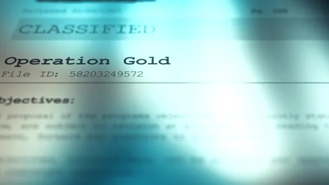 Cinematic Generic Conspiracy Classified Document - Operation Gold Stock Footage 329509896