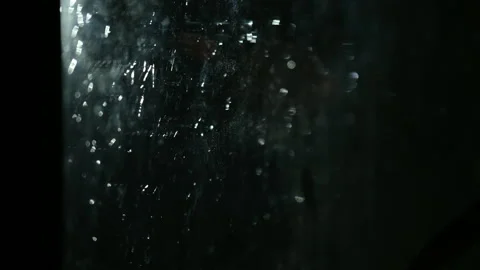 Cinematic gloomy window with raindrops Stock Footage 322963413