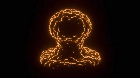 Cinematic Glowing Nuclear Mushroom Cloud Animation with High Tech Aesthetic. 4K Stock Footage 332233064