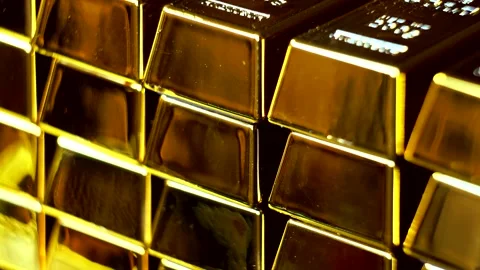 Cinematic Gold Bars Stack, Wealth And Fortune Stock Footage 147494084