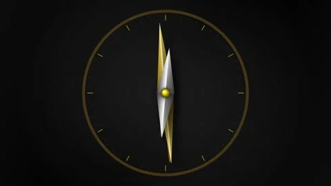 Cinematic gold clock hands tracking time passage on dark dial | Abstract co.. Stock Footage 346002979