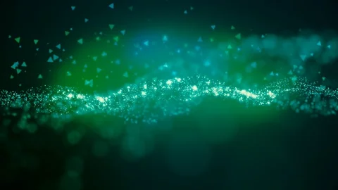 Cinematic green moving particles with triangle shapes floating. Stock Footage 122170527