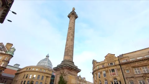 Cinematic Grey's Monument In Newcastle Upon Tyne City Centre Stock Footage 170261997
