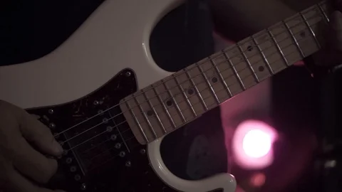Cinematic Guitar Playing -  Recording Studio, Home Studio or Club Stock Footage 113628022