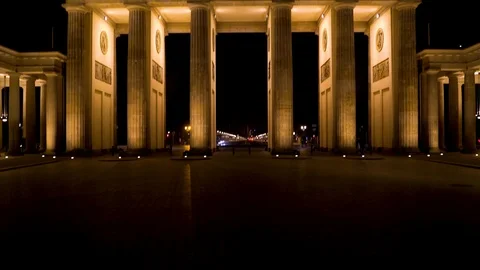 Cinematic image of Brandenburg Gate during the night, Berlin, Germany. Stock Footage 105591035