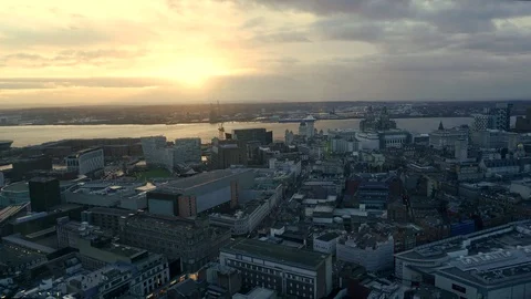 Cinematic Liverpool City Drone Time-lapse, Docks, England, United Kingdom Stock Footage