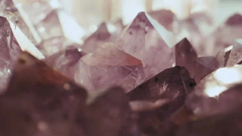 Cinematic Macro Amethyst Crystal with Probe Lens Abstract Texture 4K 010 Stock Footage 329191738