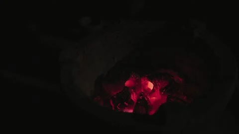 Cinematic Macro Glowing Red Charcoal Fire and Lotus Candles 库存影片 336952236
