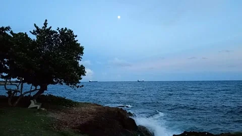 Cinematic Malecon oceanfront view and Caribbean coast Vídeos de archivo 346662665