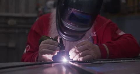 Cinematic Man Welding, Close Focus, Depth of Field Stock Footage 248262914
