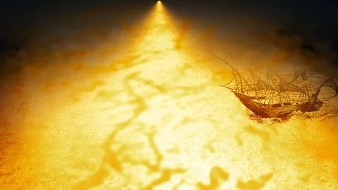 Cinematic Map Animation over old parchment -Spanish Ship Version Vidéo 123037535