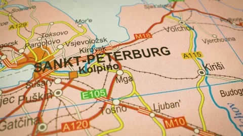 Cinematic map journey toward saint petersburg, russia Stock Footage 343125448