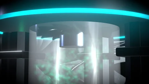 Cinematic medium tracking shot of a Eco-friendly decarbonization turbine, 4K Stock Footage 337791126