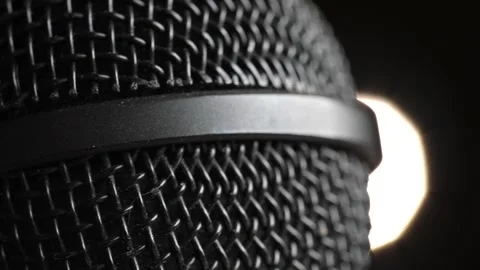 Cinematic Microphone Macro With Back-lighting Vídeo Stock 304584054
