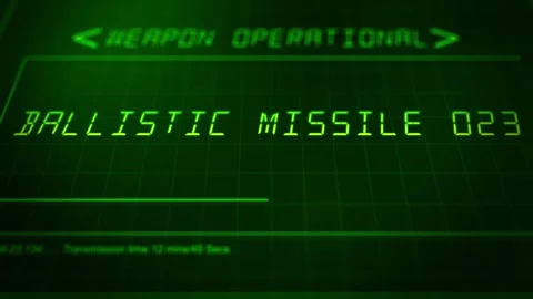 Cinematic Military HUD Interface Launch Panel - Ballistic Missile Stock Footage 346735580