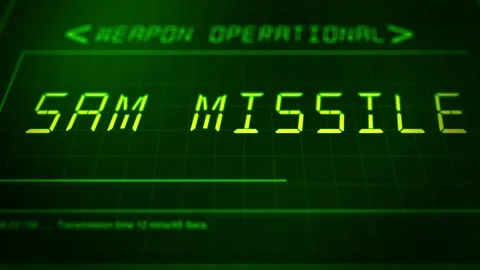 Cinematic Military HUD Interface Launch Panel - SAM Missile Stock Footage 346735642