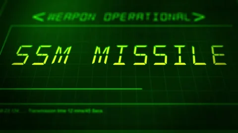 Cinematic Military HUD Interface Launch Panel - SSM Missile Stock Footage 346735644