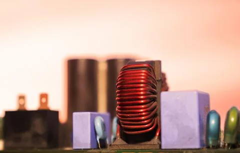 Cinematic Moody Close-up of Electronic Components at Sunset Stock Photos