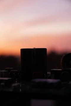 Cinematic Moody Close-up of Electronic Components at Sunset Stock Photos