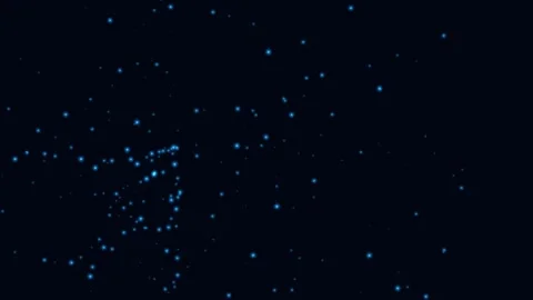 Cinematic motion of glowing blue particles on dark background Stock Footage 345694584