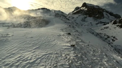 Cinematic Mountain Peak View Covered In Snow In Spain, Fpv Drone Video Stock Footage 288092331