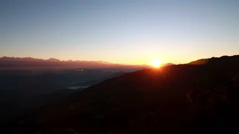 Cinematic Mountain Sunrise Stock Footage 145216696