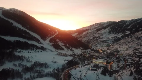 Cinematic mountain sunset panorama Stock Footage 108268970