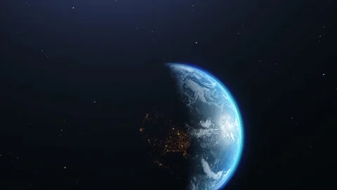 Cinematic move of Earth in Space with day and night areas on stars background. Stock Footage 211664280